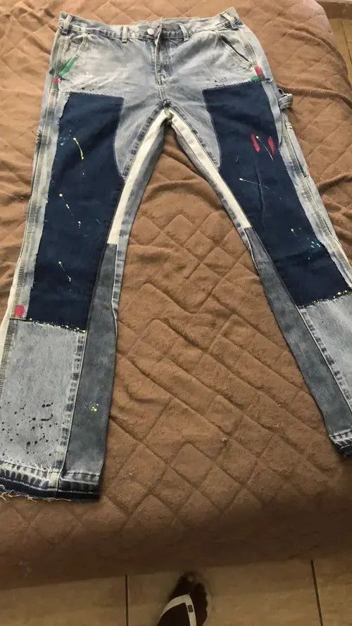 Other Vintage Distressed Splash Ink Flare Jeans Size US 36 / EU 52 - 3 Thumbnail