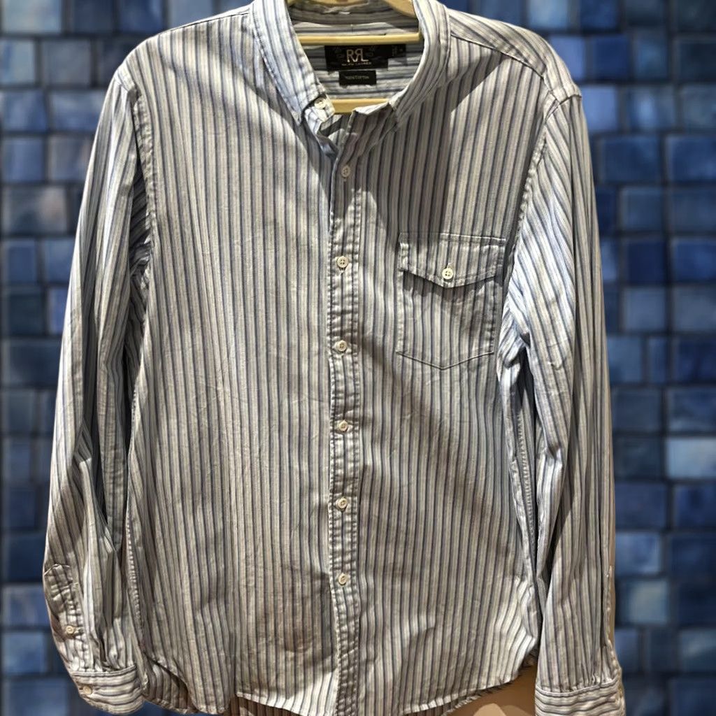 Ralph Lauren RRL Ralph Lauren Button-Up Shirt Men Blue M Long Sleeve Striped Cotton Casual Size US M / EU 48-50 / 2 - 1 Thumbnail
