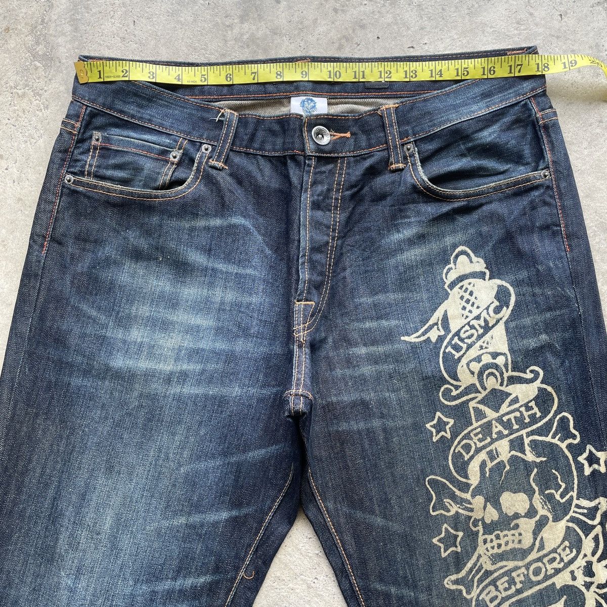 Christian Audigier Vintage Ed Hardy BAGGY “Death Before Dishonor” Jeans Pants Size US 36 / EU 52 - 6 Thumbnail