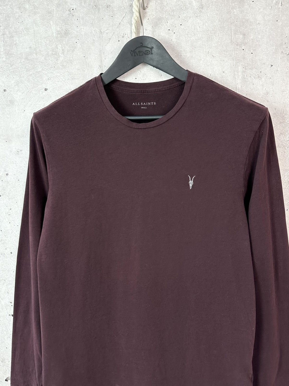 Allsaints Allsaints Brace Crew Neck Cotton Burgundy Men’s Long Sleeve Size US S / EU 44-46 / 1 - 2 Thumbnail