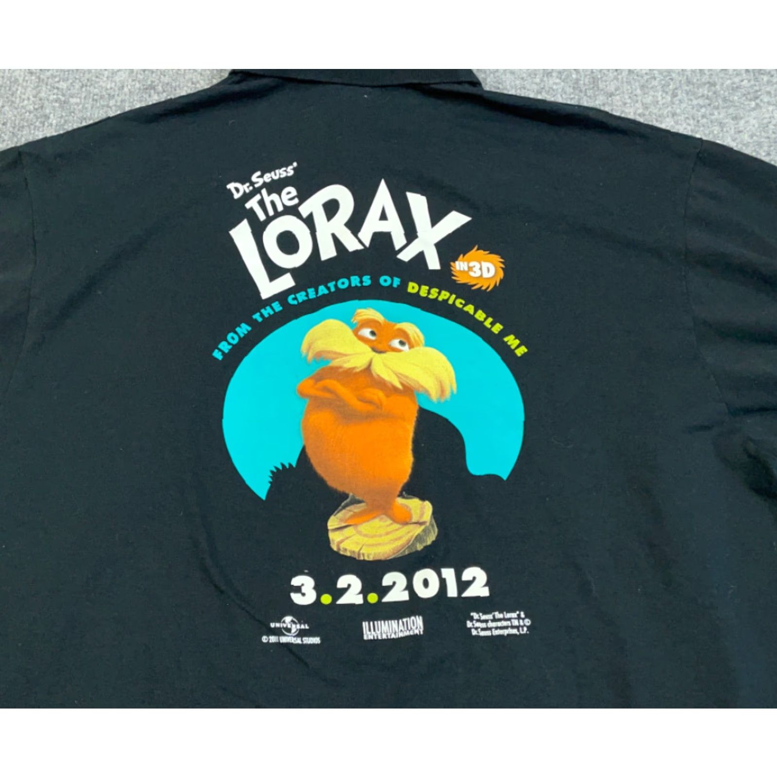 Jerzees Dr. Seuss Lorax Movie 3D Print Polo Shirt Black Adult XL Double-Sided Mens Size US XL / EU 56 / 4 - 5 Thumbnail