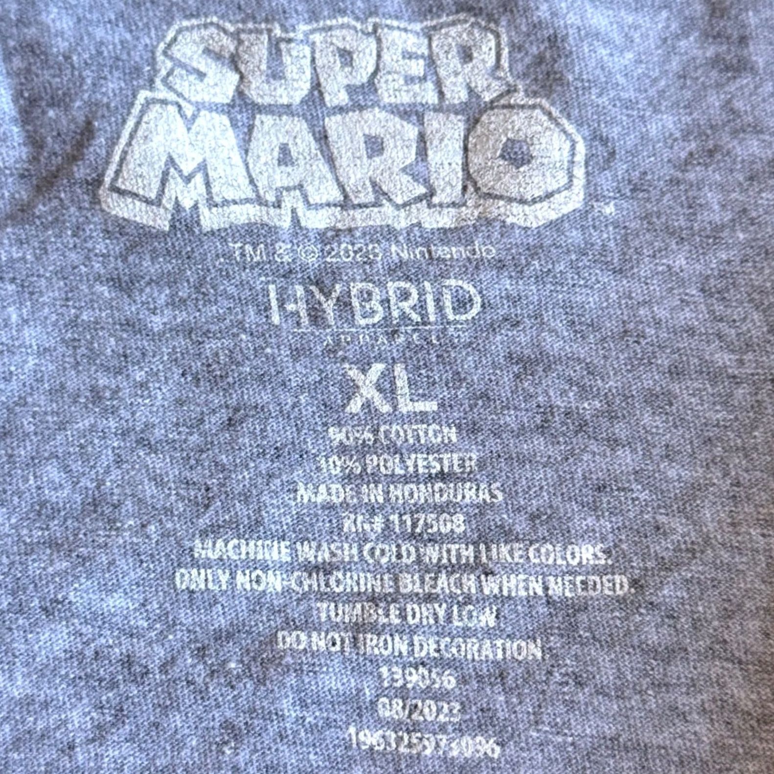 Nintendo Nintendo T-Shirt Gray XL Men Super Mario Graphic Print Crew Neck Short Sleeve Classic Logo All Seasons Size US XL / EU 56 / 4 - 4 Thumbnail