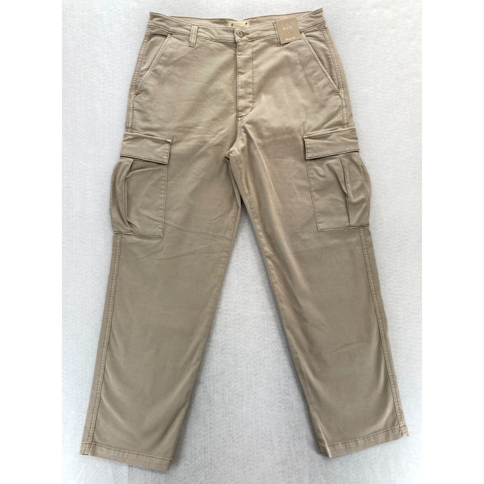 Madewell Madewell Cargo Pants Mens 34x32 Khaki Beige Stretch Fabric Straight Leg Mid Rise Size US 34 / EU 50 - 2 Thumbnail