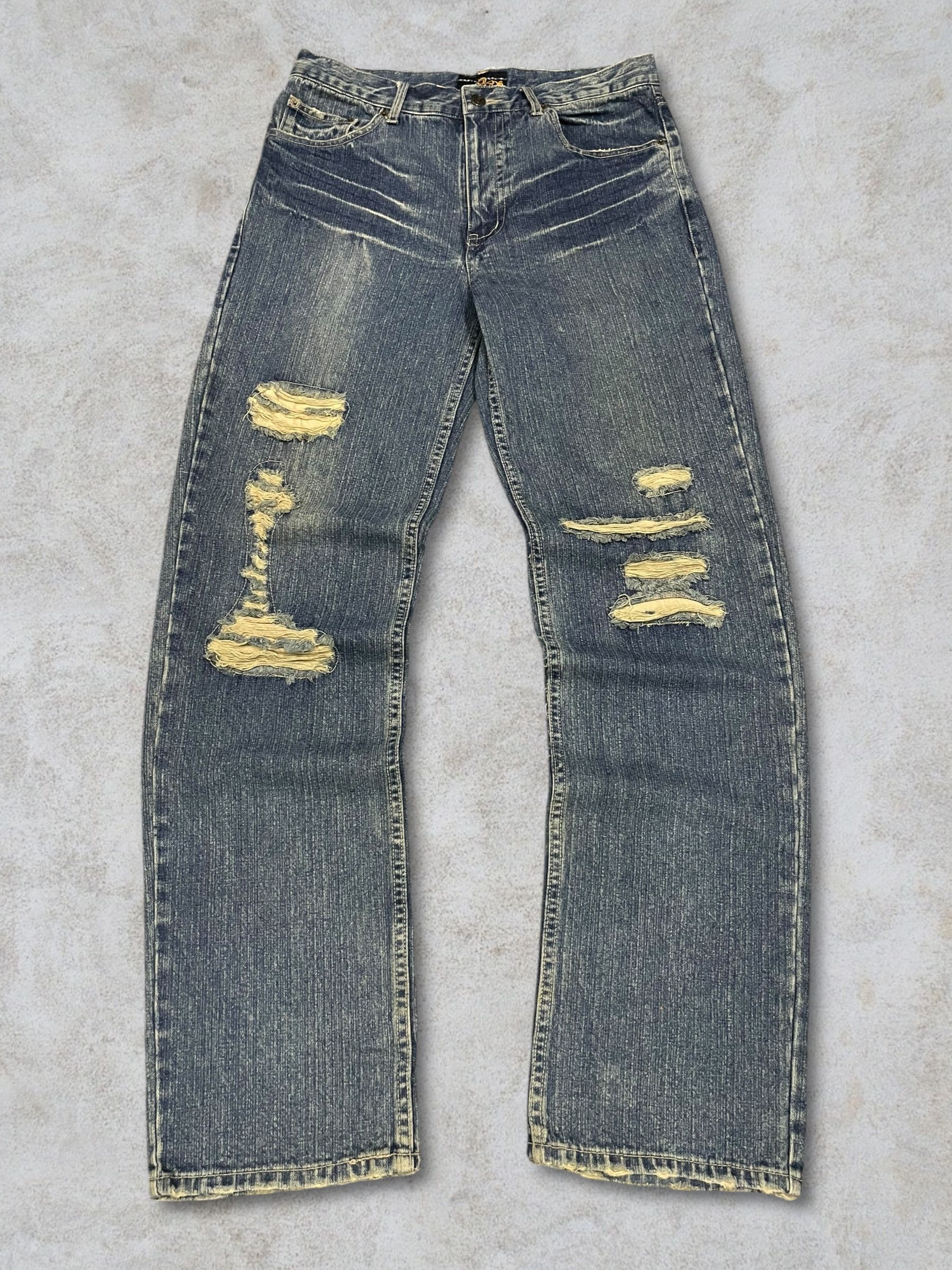 Japanese Brand Vintage Japanese Distressed Sand Washed Whiskering Jeans Size US 32 / EU 48 - 8 Thumbnail