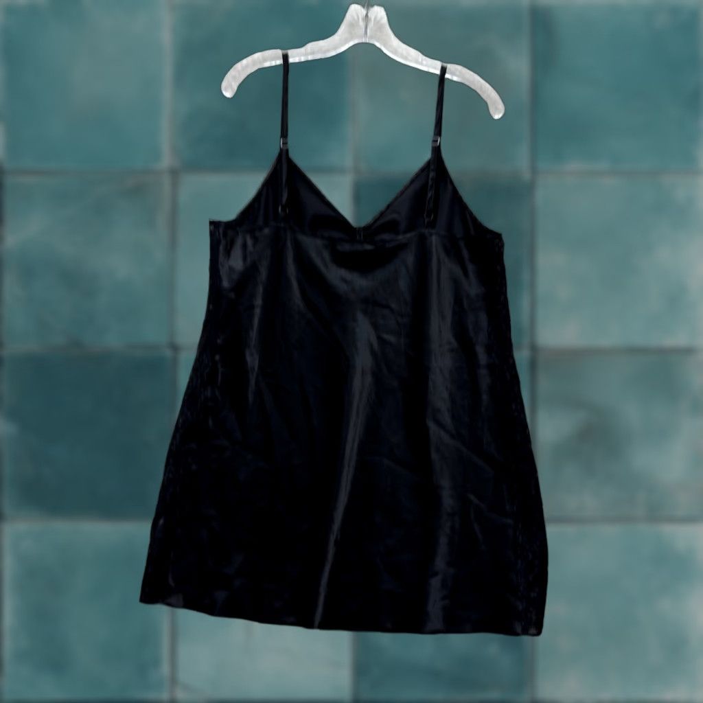 Vintage VINTAGE Morgan Taylor Slip Dress Chemise Lingerie XL Black Satin Lace Y2K Size XL / US 12-14 / IT 48-50 - 1 Thumbnail