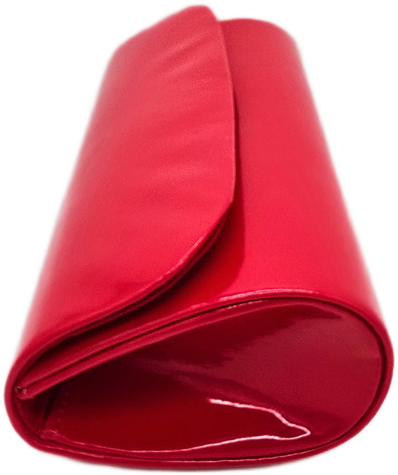 Unknown London Elegant Red Faux Leather Clutch Bag Size ONE SIZE - 5 Thumbnail