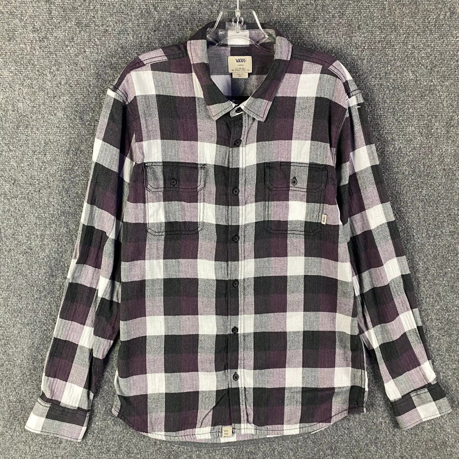 Vans Vans Shirt Men's Large Button Up Check Purple Long Sleeve Size US L / EU 52-54 / 3 - 1 Thumbnail