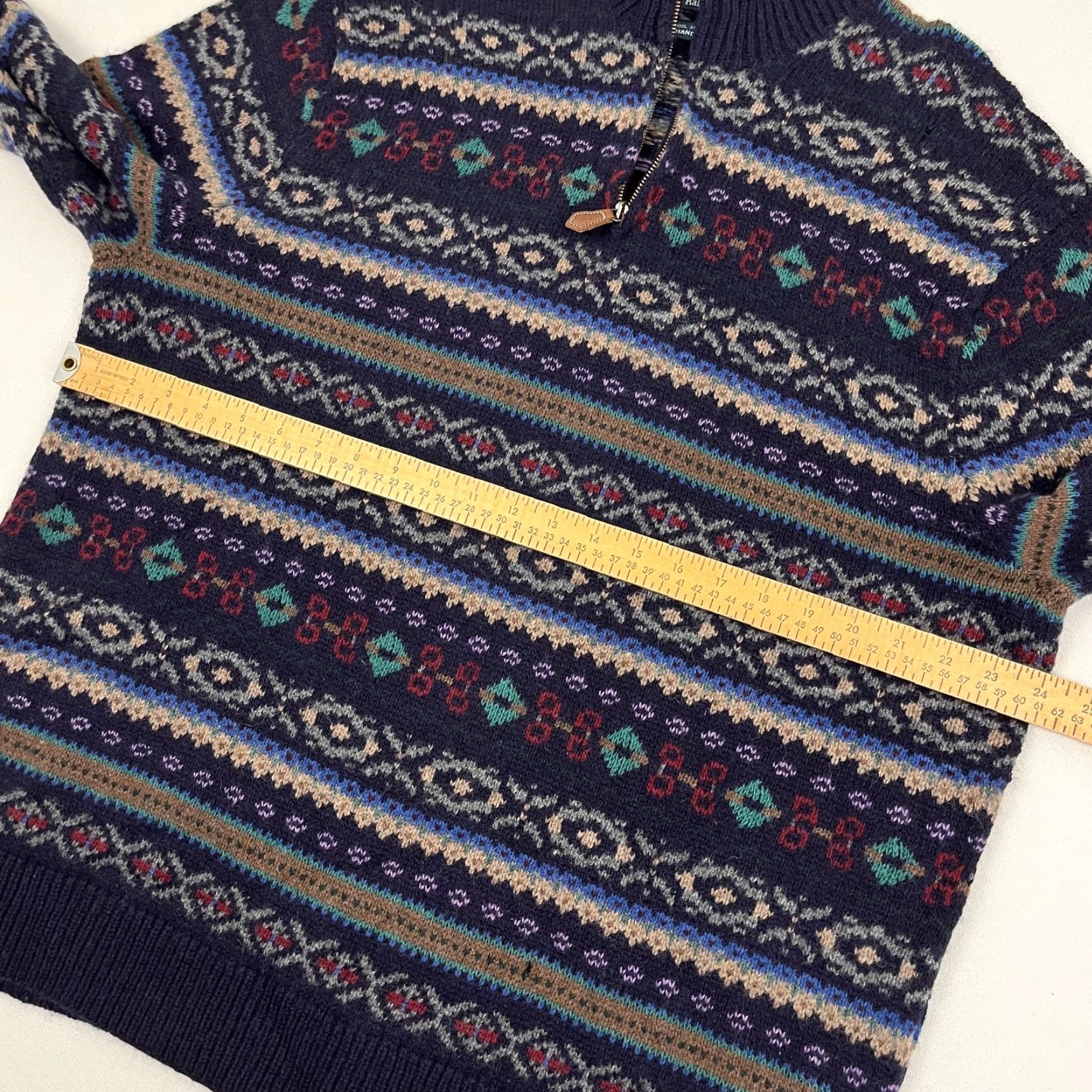 Polo Ralph Lauren VTG Polo Ralph Lauren Hand Knit Mens Sweater 2XL Lambs Wool Aztec Quarter Zip Mock Neck Long Sleeve Geometric Multicolor Pullover Size US XXL / EU 58 / 5 - 4 Thumbnail