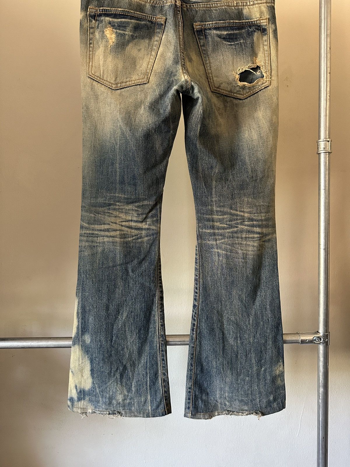 GOA Vintage G.O.A. Mud Wash Distressed Style Flare Jeans Size US 32 / EU 48 - 7 Thumbnail