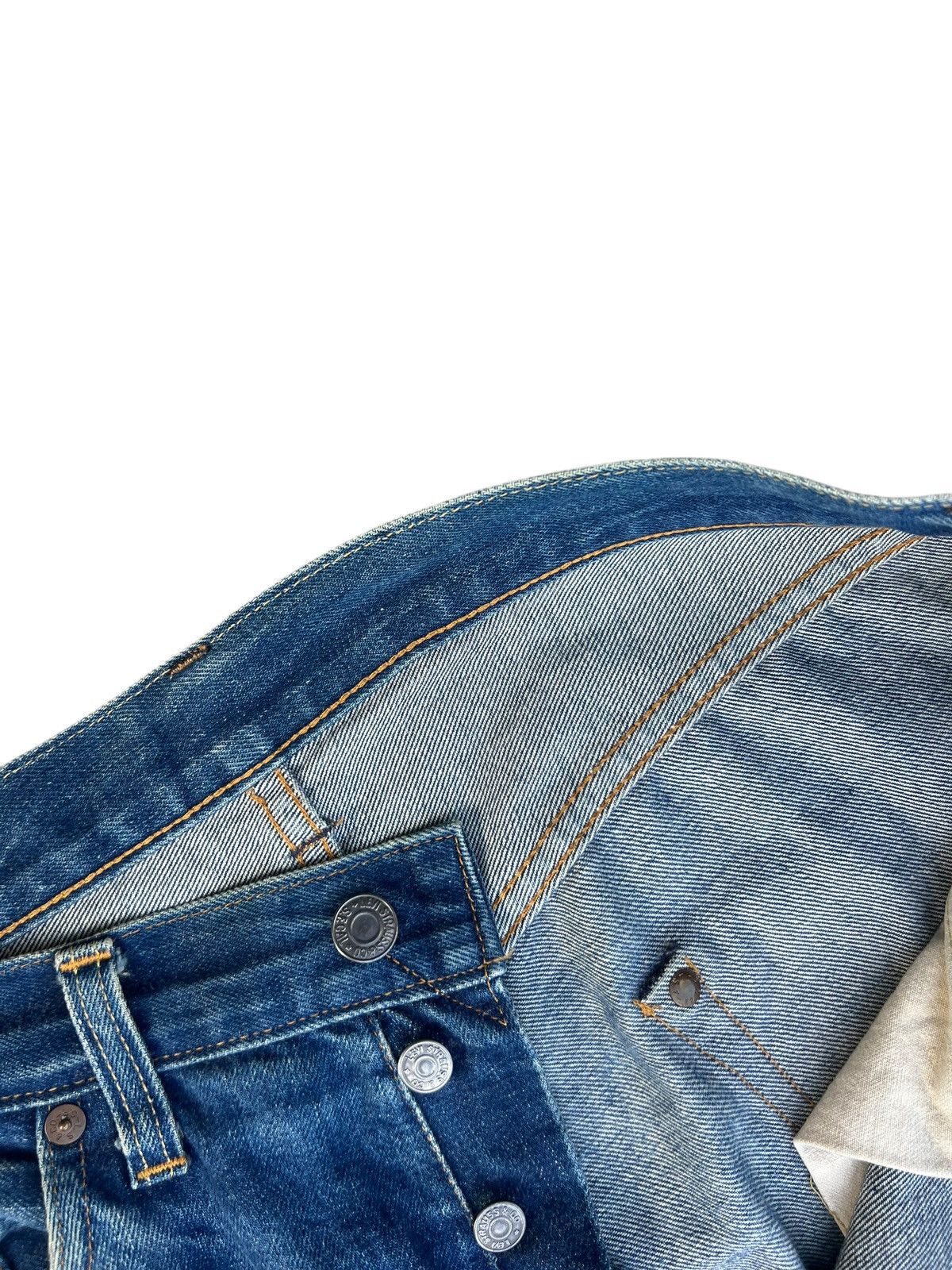 Levi's Vintage Clothing Trashed 90s LVC Levi’s 501 XX Big E Mud Denim Selvedge Jeans Size US 32 / EU 48 - 7 Thumbnail
