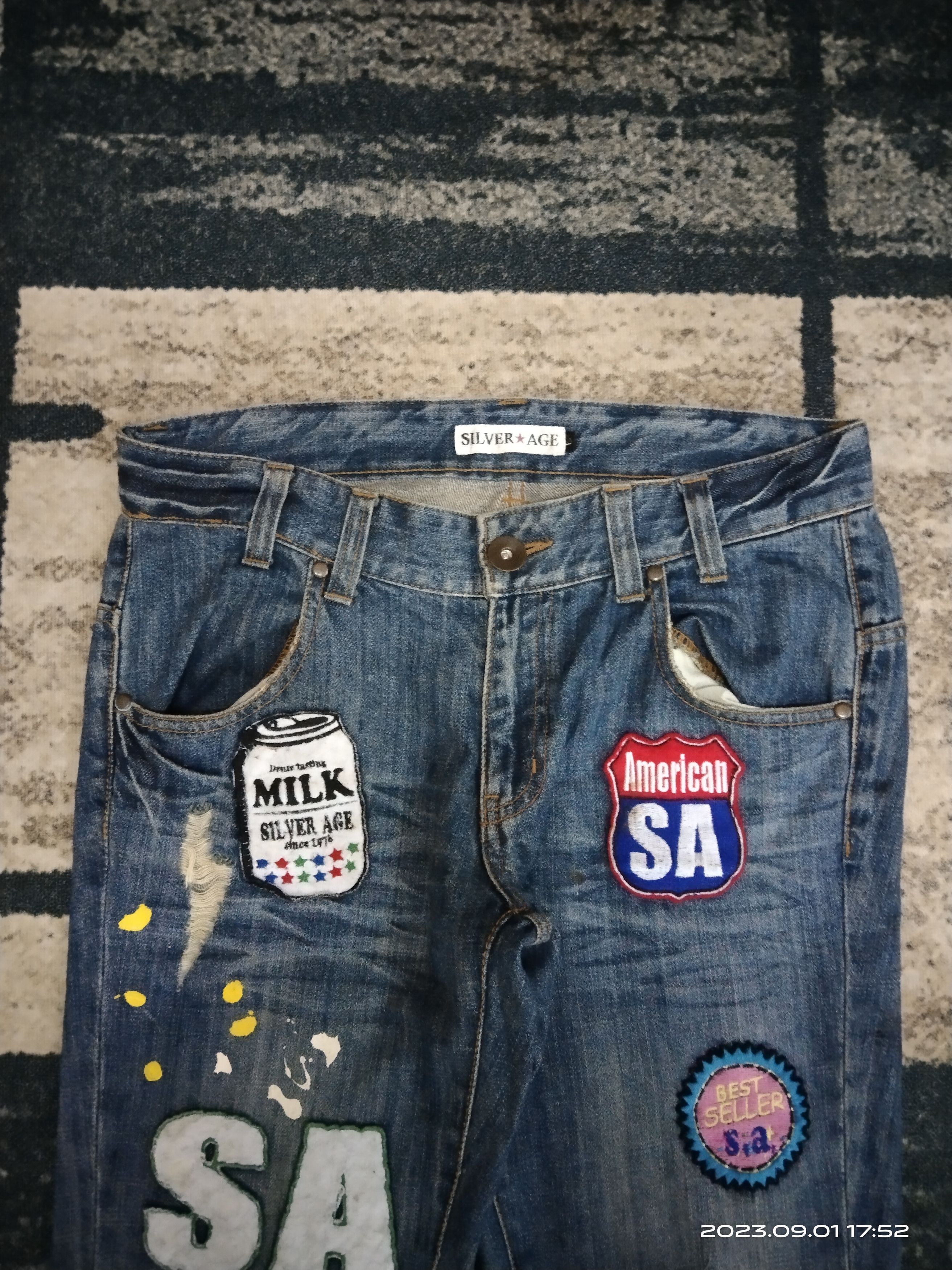 Japanese Brand FLARE SICK PACTHWORK SILVER AGE DENIM PANTS Size US 31 - 4 Thumbnail