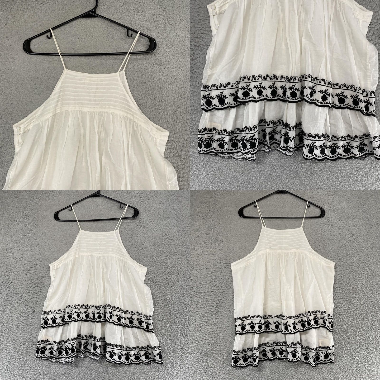 Vintage VINTAGE Floreat Embroidered Tank Top Womens 16 White Cotton Tiered Boho Beach Anthro Size XXL / US 16-18 / IT 52-54 - 8 Thumbnail