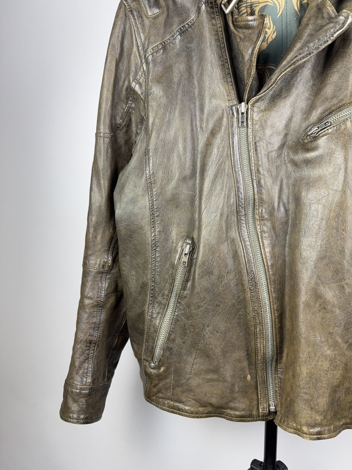Leather Vintage 90s Genuine Leather MOTO Bomber Jacket Rock Punk Size US XL / EU 56 / 4 - 3 Thumbnail