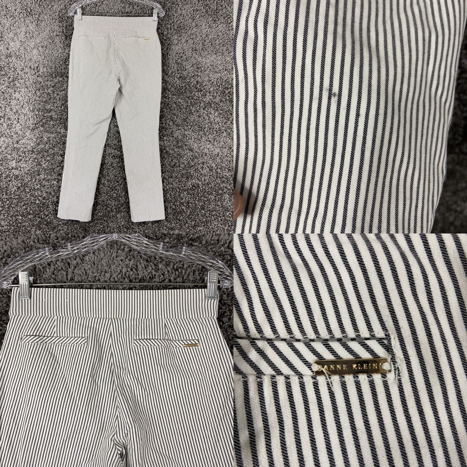 Anne Klein Anne Klein Women's Size 2 Slim Crop Pants Striped Black White Pull-On Size 26" / US 2 / IT 38 - 8 Thumbnail