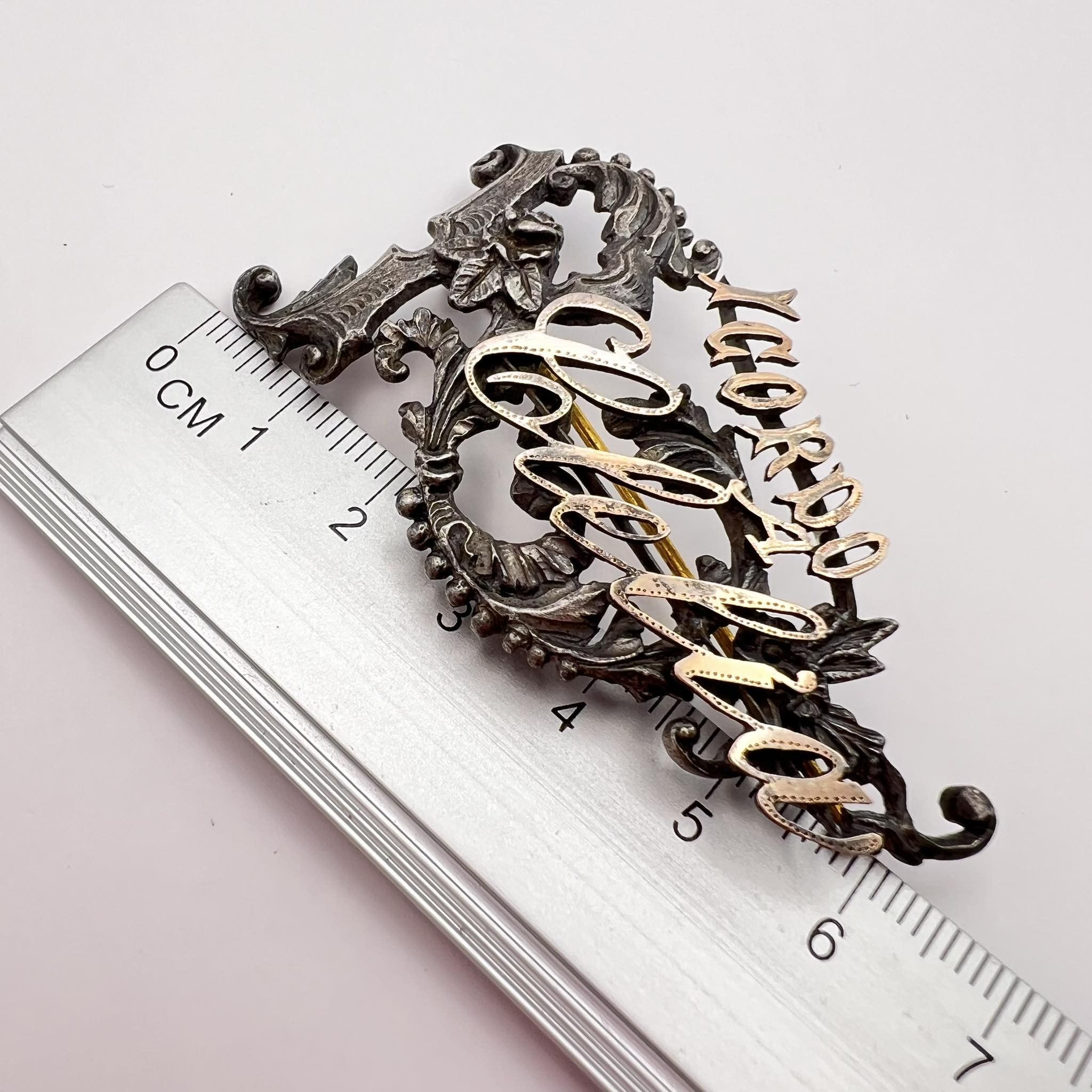 Vintage Antique Victorian Style Monogram Pin Brooch Silver Italy Size ONE SIZE - 5 Thumbnail