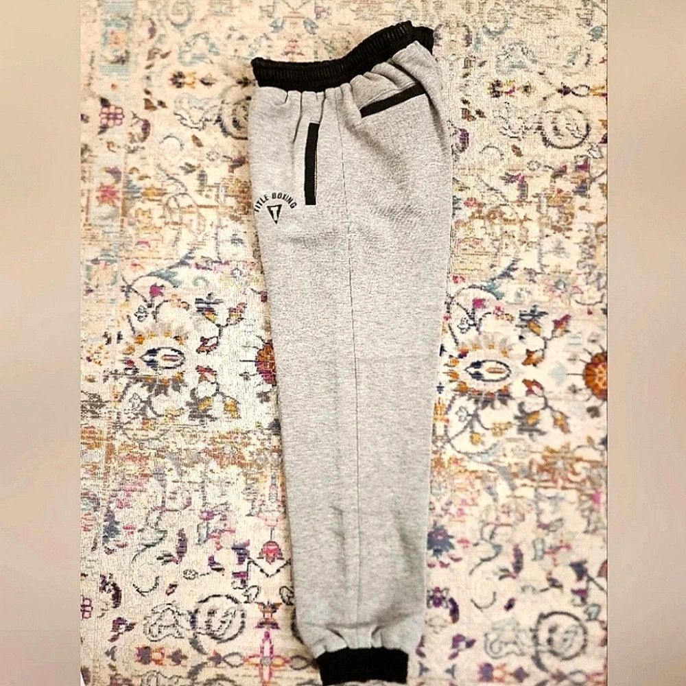 Other Title Men Grey/Black Boxing Jogger Sweatpants Drawstring MD Size US 33 - 1 Thumbnail