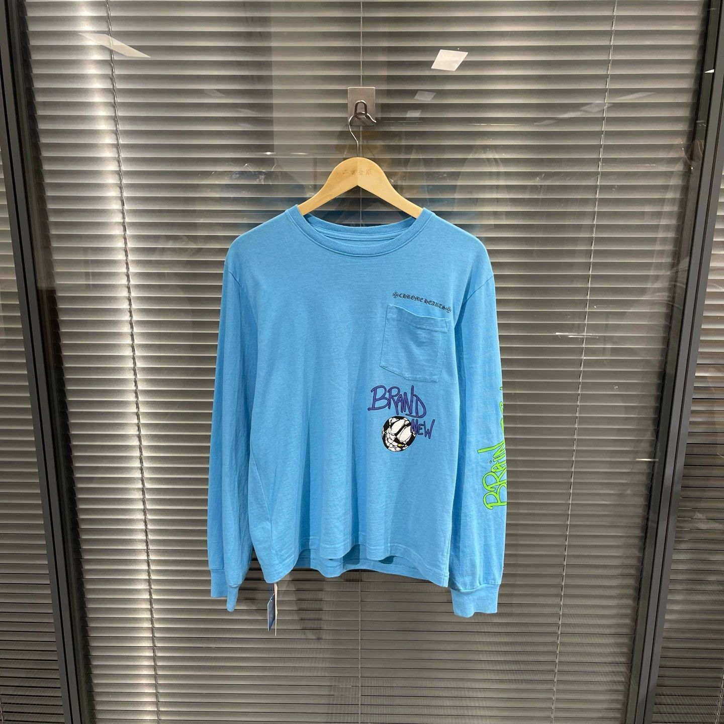 Chrome Hearts Blue Long-Sleeve Graphic Tee with Pocket Size US M / EU 48-50 / 2 - 1 Thumbnail