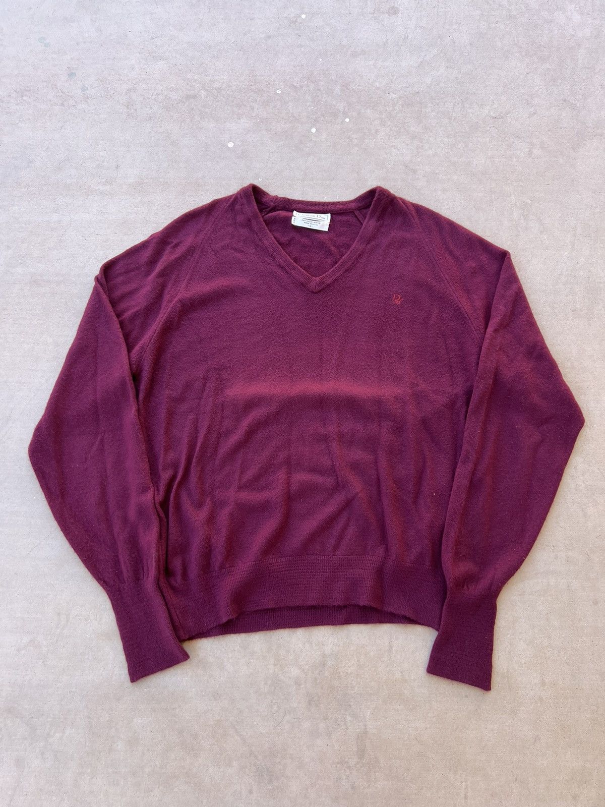 Vintage Christian Dior Burgundy deals Crewneck Sweater Size Large