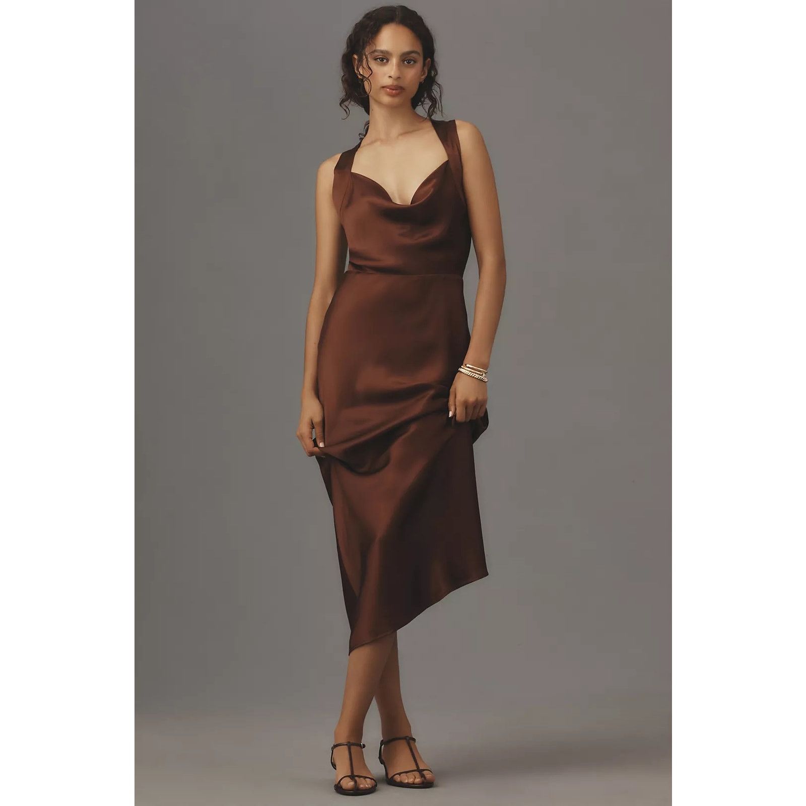 Anthropologie New Marcel Silk Midi Dress $429 SIZE 14 Plum Raisin Size XL / US 12-14 / IT 48-50 - 3 Thumbnail
