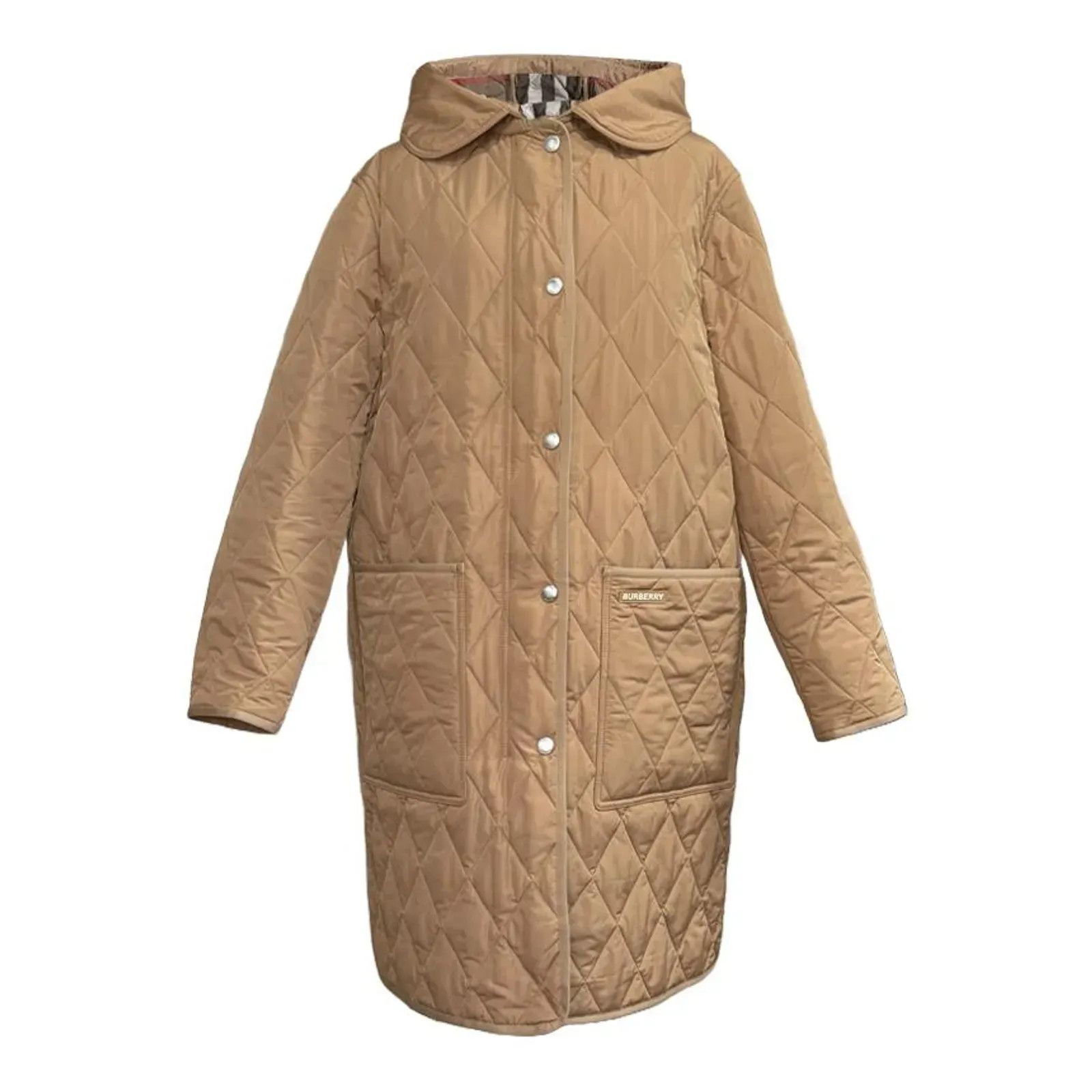 Burberry o1w1db10426 Quilted Long Hooded Jacket in Camel Size XL / US 12-14 / IT 48-50 - 1 Thumbnail