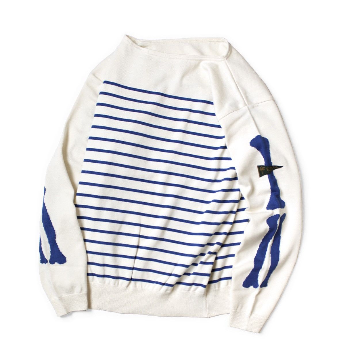 KAPITAL Panel Border Boat Neck Sweater BONE Sleeves