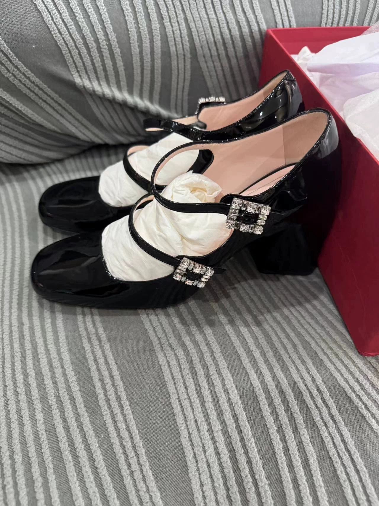 Roger Vivier Roger Vivier Crystal Buckle Mary Jane Heels 37.5 New Size US 7 / IT 37 - 1 Thumbnail