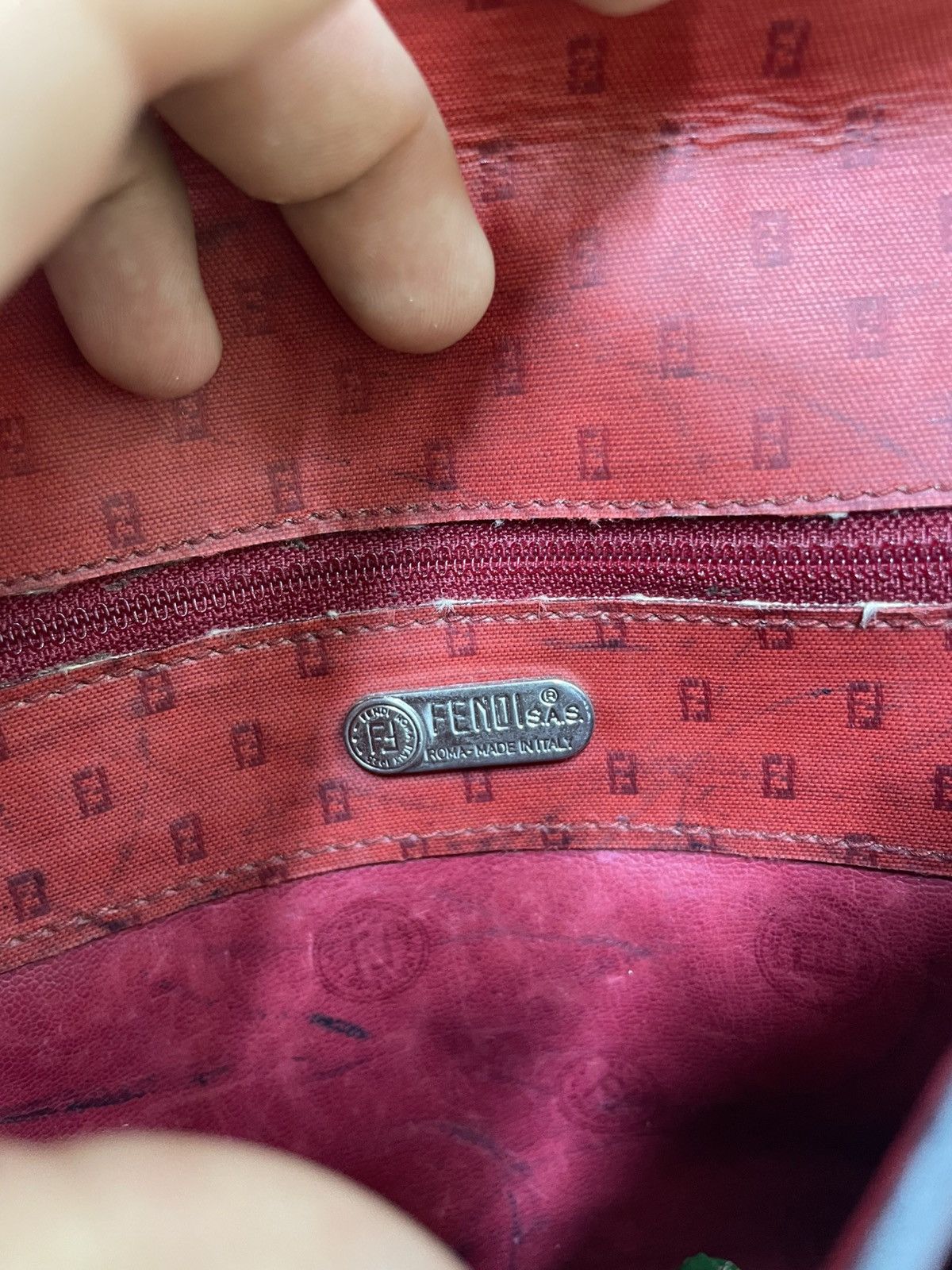 Fendi Vintage Fendi Red Zucca Monogram Shoulder Bag Size ONE SIZE - 6 Thumbnail