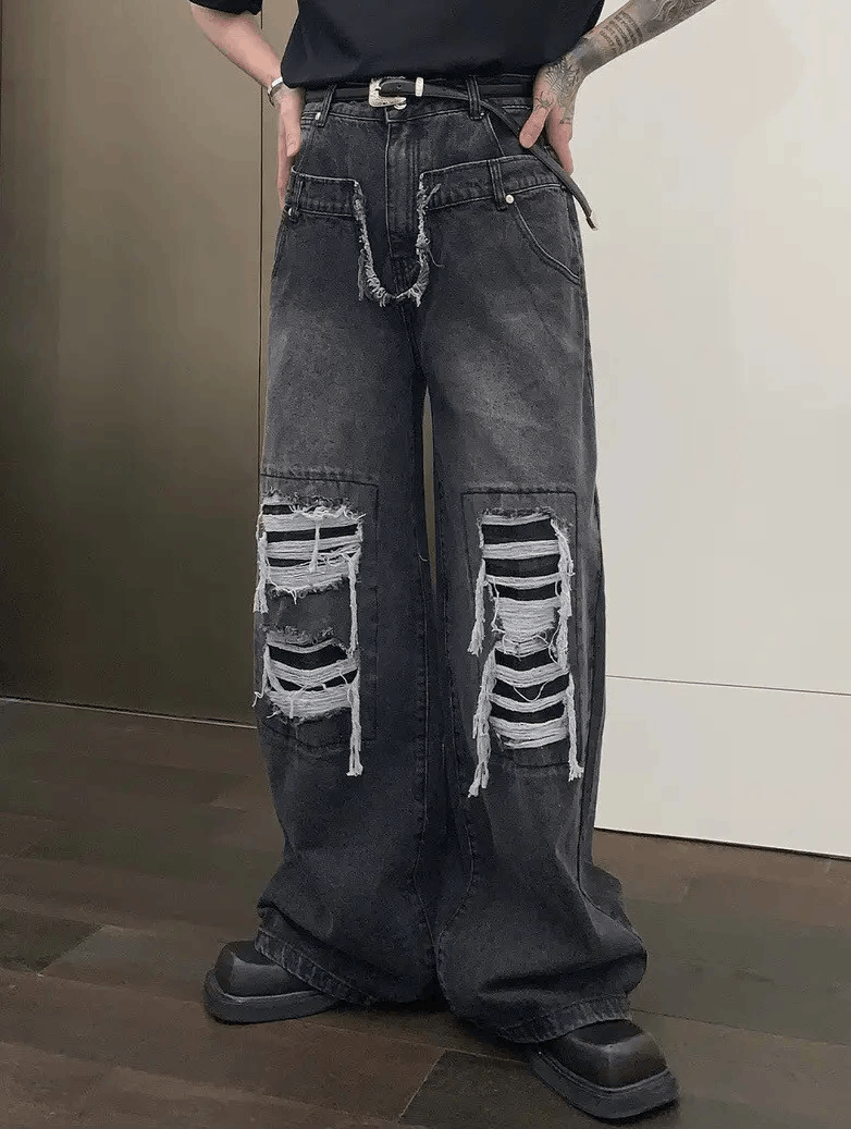 Japanese Brand × Vintage Retro punk distressed ripped jeans pants Size US 28 / EU 44 - 1 Thumbnail