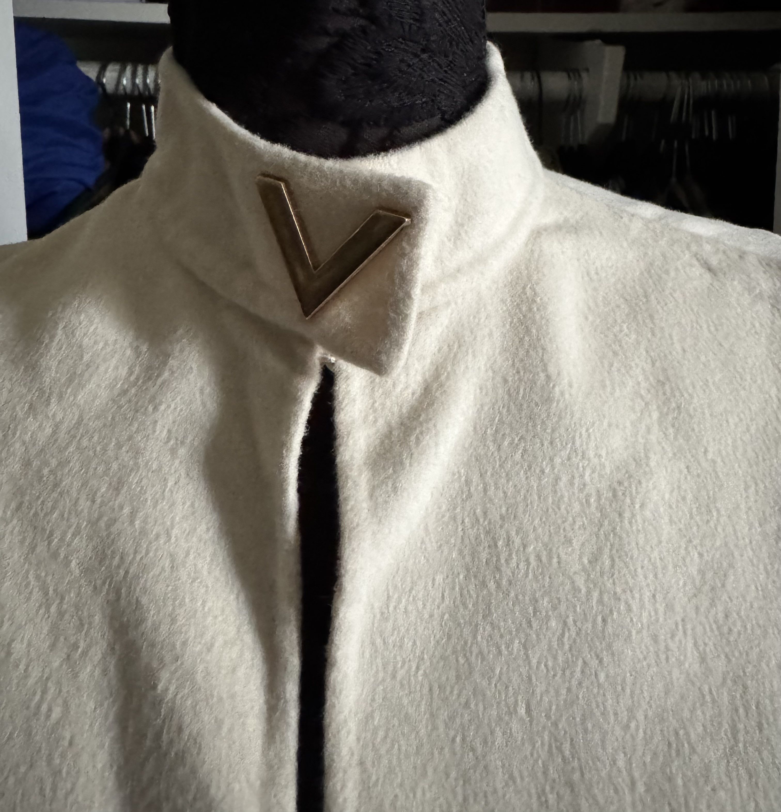 Valentino V neck logo wool cape