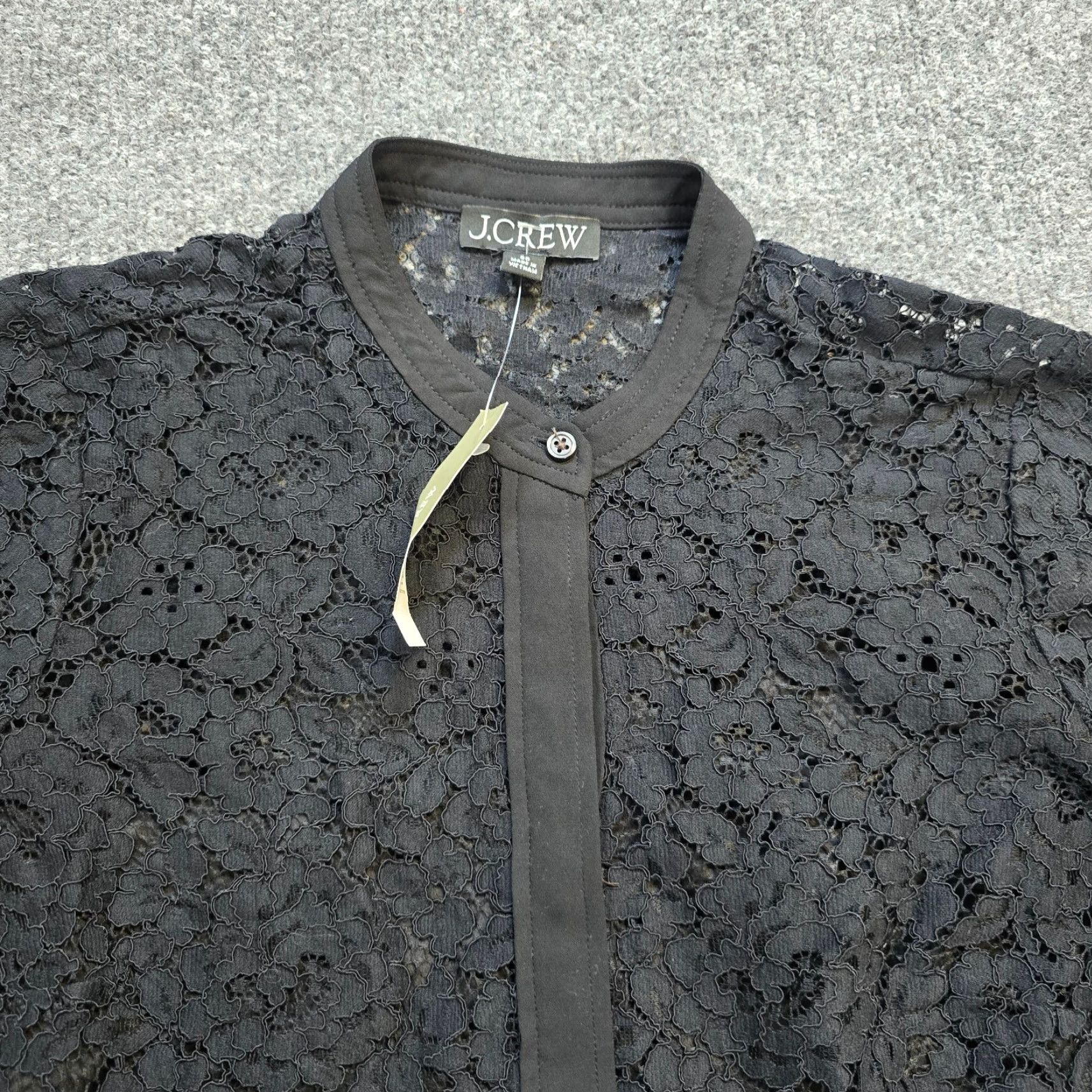J.Crew J.CREW Blouse Womens Size 0 Black Lace Cami Button Long Sleeve Mock Neck Preppy Lightweight Lined Feminine Shirt Size XS / US 0-2 / IT 36-38 - 2 Thumbnail