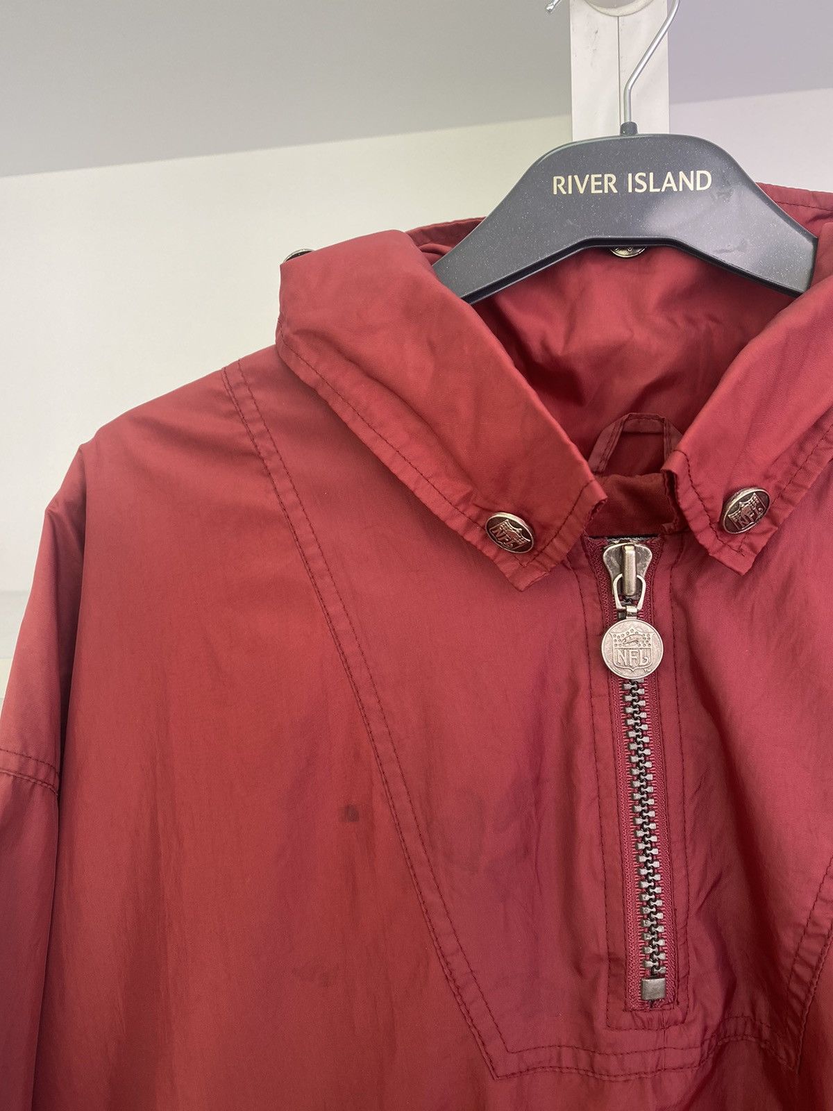 NFL × Vintage Vintage 90s Washington Redskins Red Nylon Anorak Track Jack Size US XL / EU 56 / 4 - 5 Thumbnail