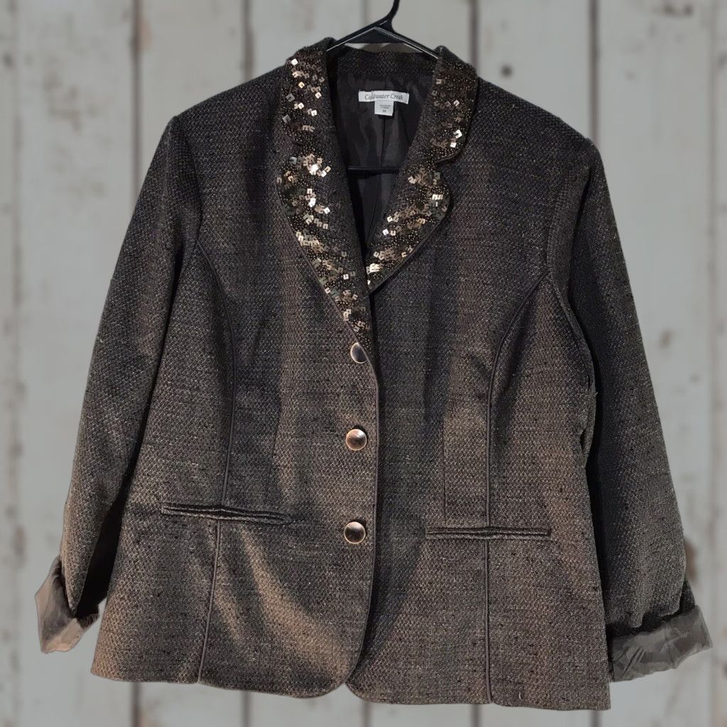 Coldwater Creek Coldwater Creek Brown Tweed Blazer Womens XL Classic Business Casual Workwear Size XL / US 12-14 / IT 48-50 - 1 Thumbnail