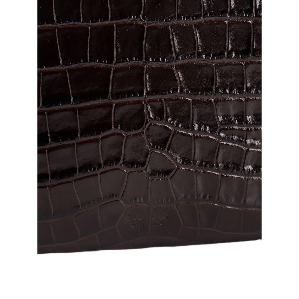 Tom Ford TOM FORD Brown Embossed Leather Pouch New & Authentic Size ONE SIZE - 4 Thumbnail