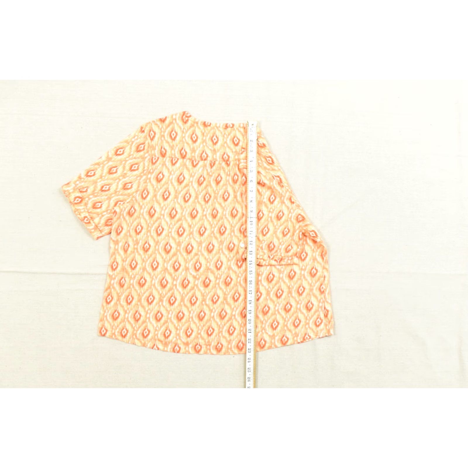 Vintage Chico's Orange Ikat Print V-Neck Henley Short Sleeve Cotton Modal Blouse XL Womens Blouse Vintage No Size 40" / US 18 - 5 Thumbnail