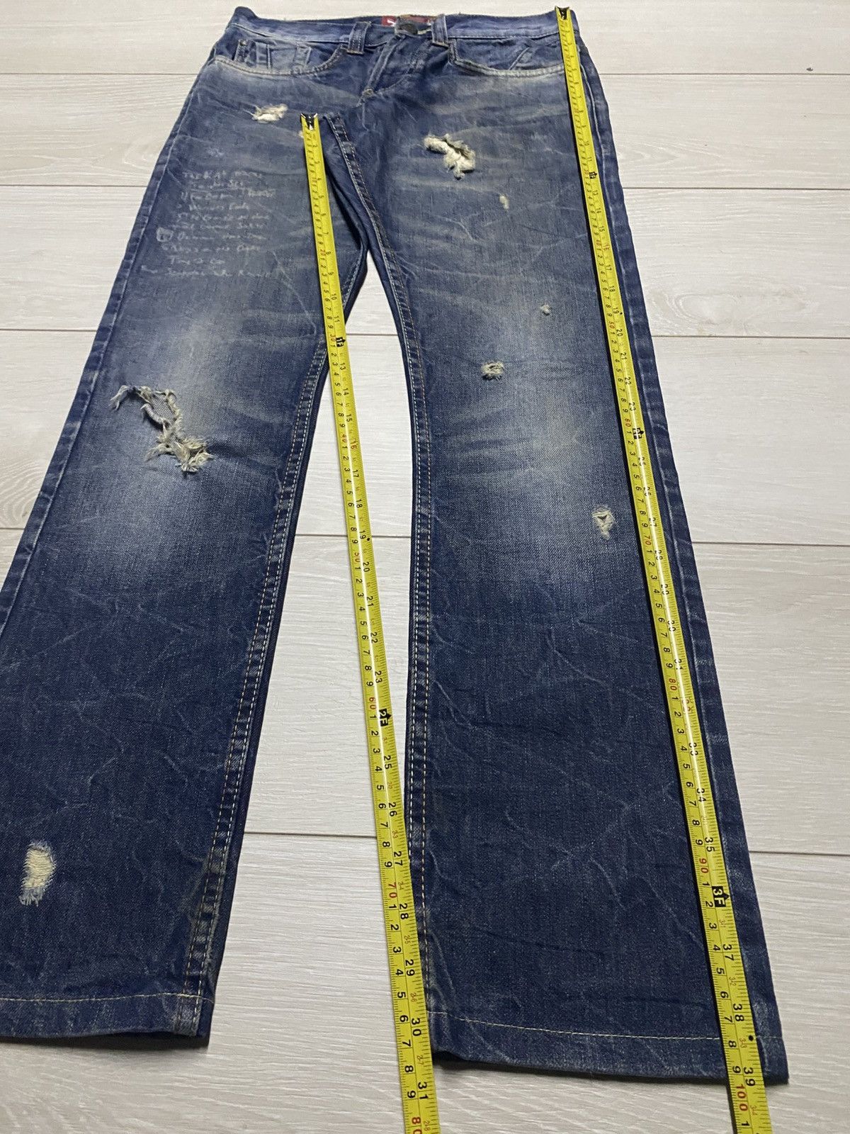 Rhude × Zara Vintage Zara Denim Distressed Straight Fit Jeans Size US 29 - 19 Thumbnail