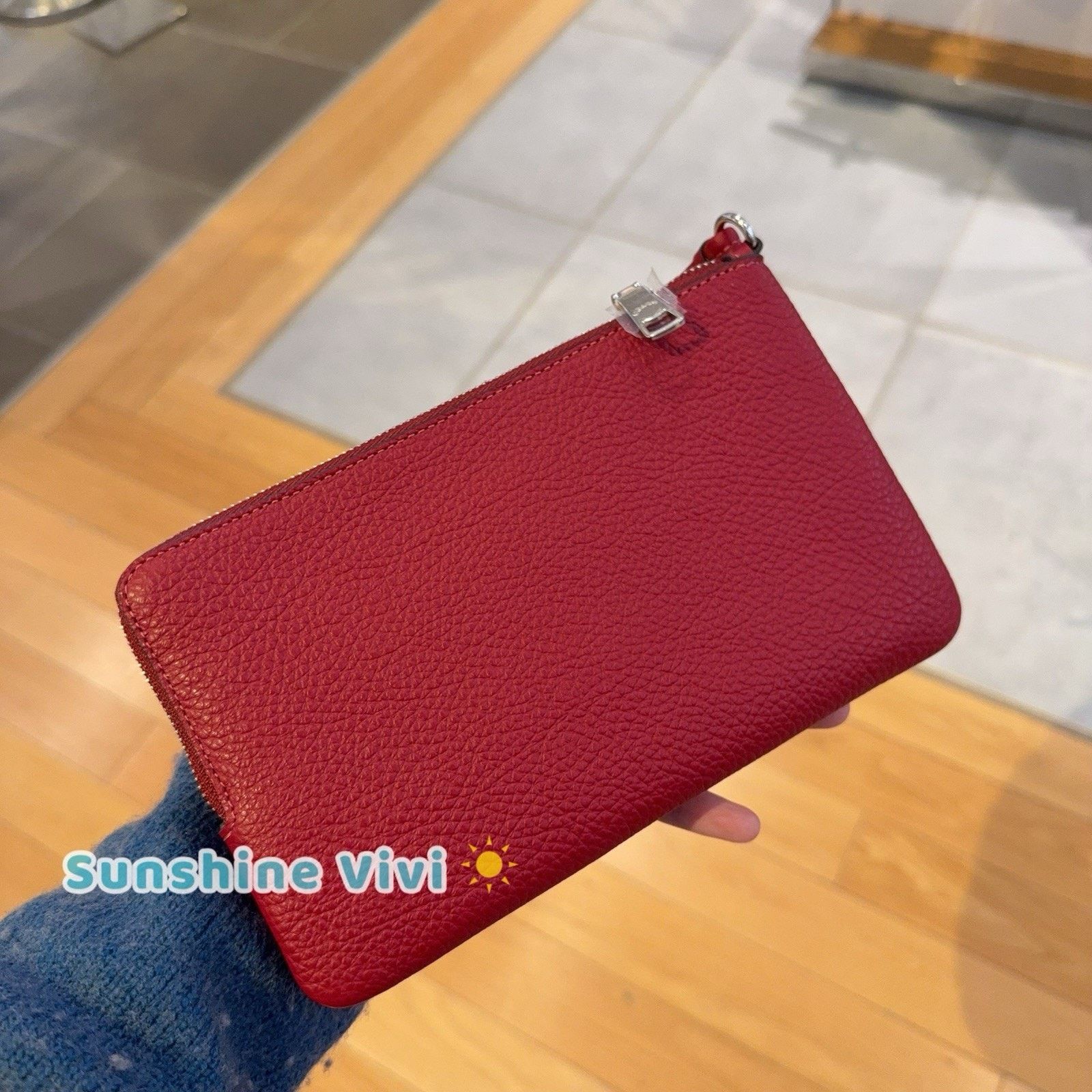 Coach NWT Coach CDN22 Double Zip Wallet Signature Denim True Red Size ONE SIZE - 3 Thumbnail