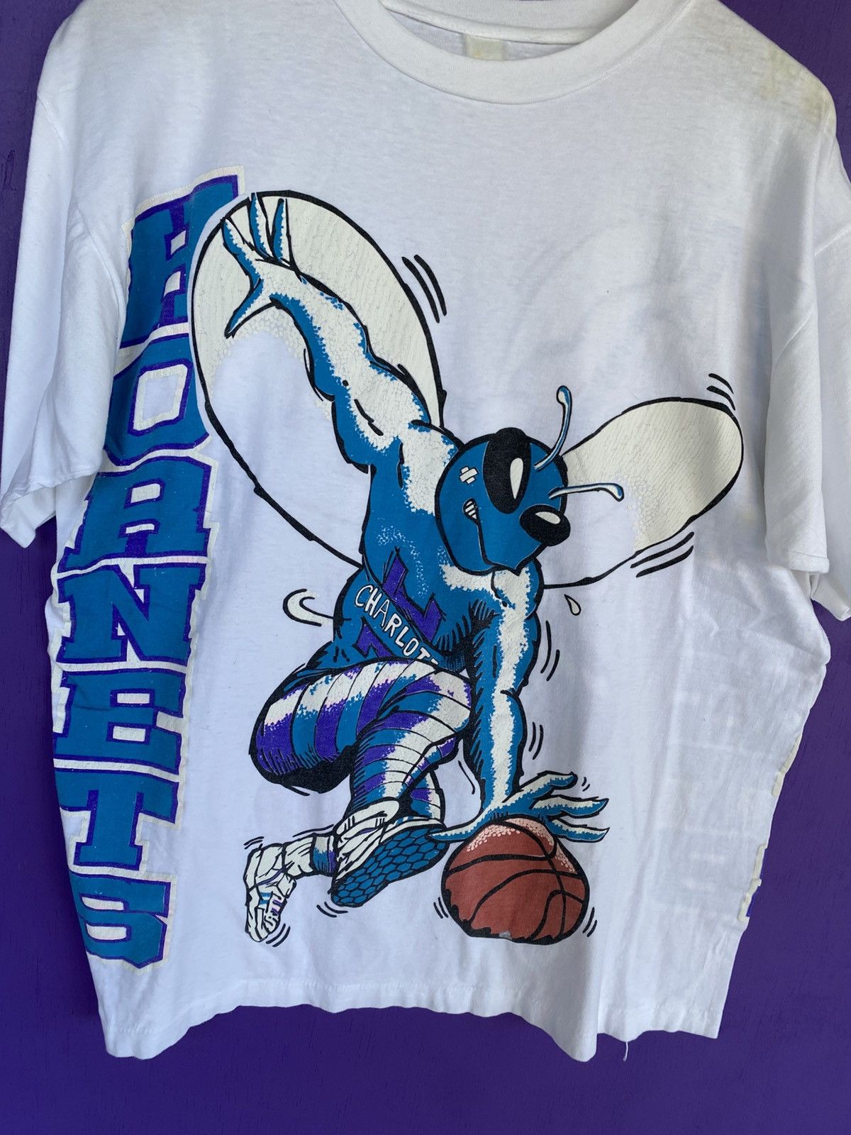 NBA Vintage 90s Charlotte hornets mascot big print t-shirt Size US L / EU 52-54 / 3 - 3 Thumbnail