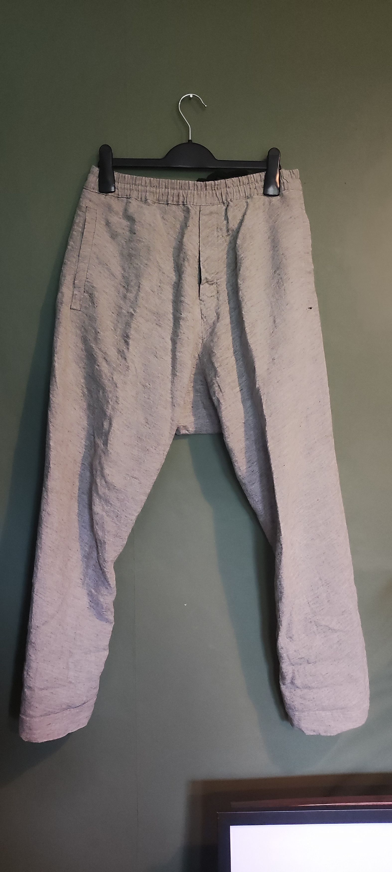 image of Jan Jan Van Essche Boiled Linen Trousers in Grey, Men's (Size 32)