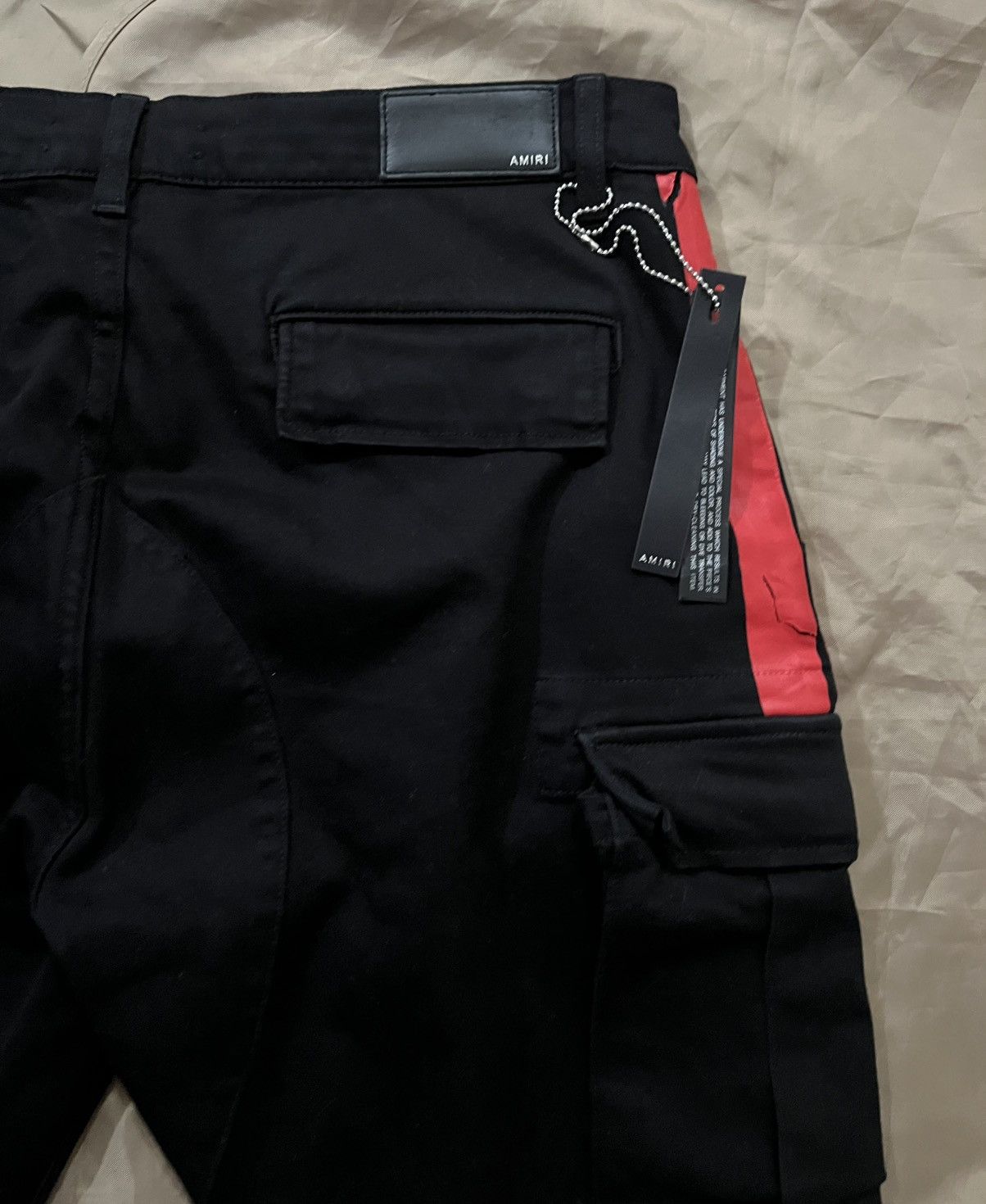Amiri AMIRI Black & Red-Stripe Cargo Pants size 36 $1500 Size US 36 / EU 52 - 8 Thumbnail