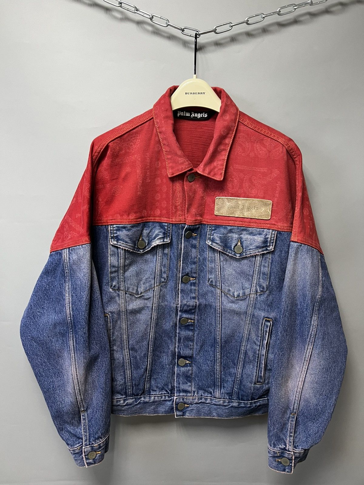 Palm Angels Palm Angels Vintage Denim Jacket With Bandana Motif Size US S / EU 44-46 / 1 - 1 Thumbnail