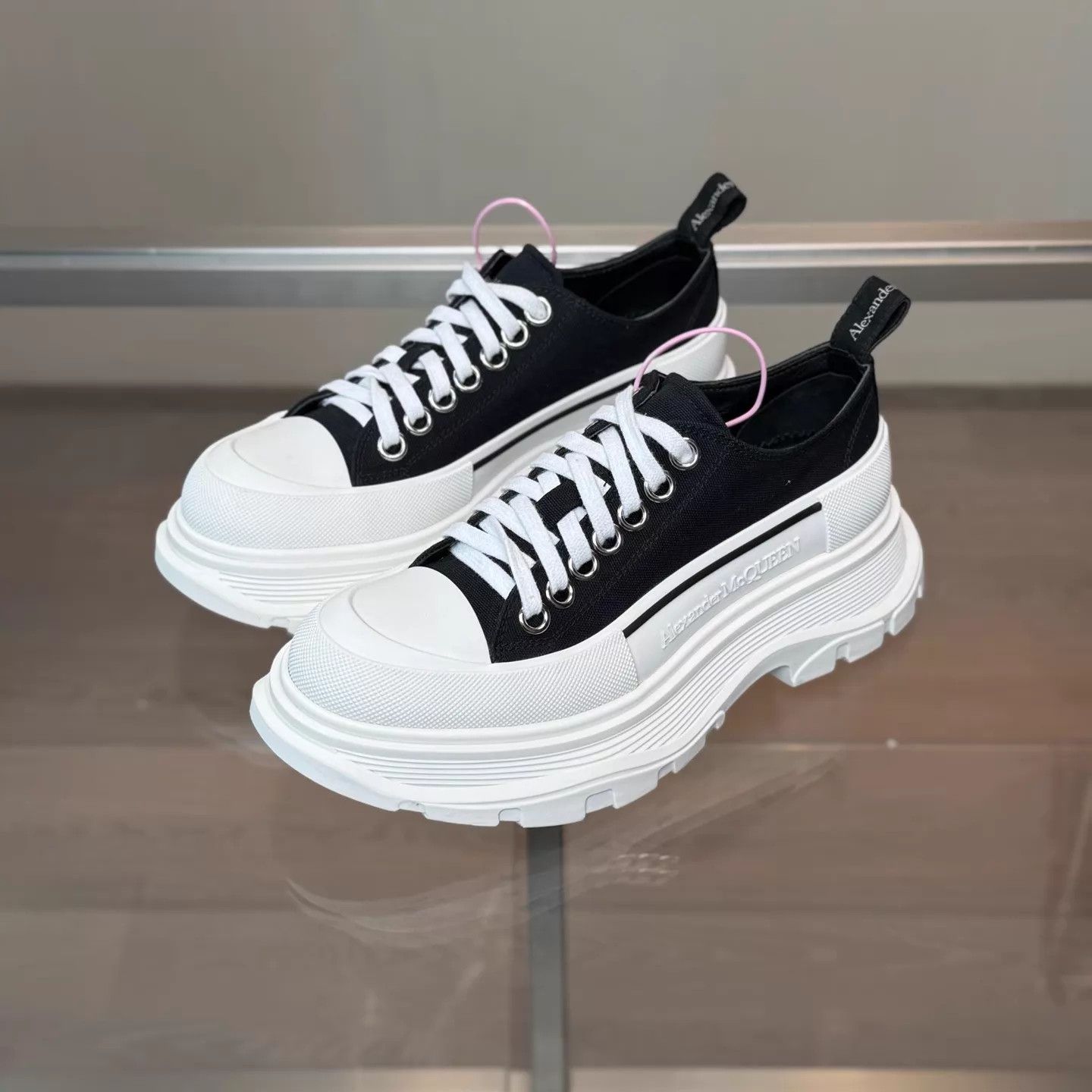 Alexander McQueen Alexander McQueen black/white canvas Martin boots 36 99 Size US 5.5 / IT 35.5 - 1 Thumbnail