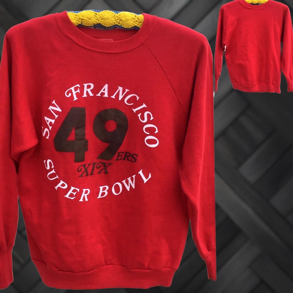 Vintage VINTAGE San Francisco 49ers Super Bowl XIX Sweatshirt 80s Signal Red L Mens USA Graphic Sweatshirt Size US L / EU 52-54 / 3 - 1 Thumbnail