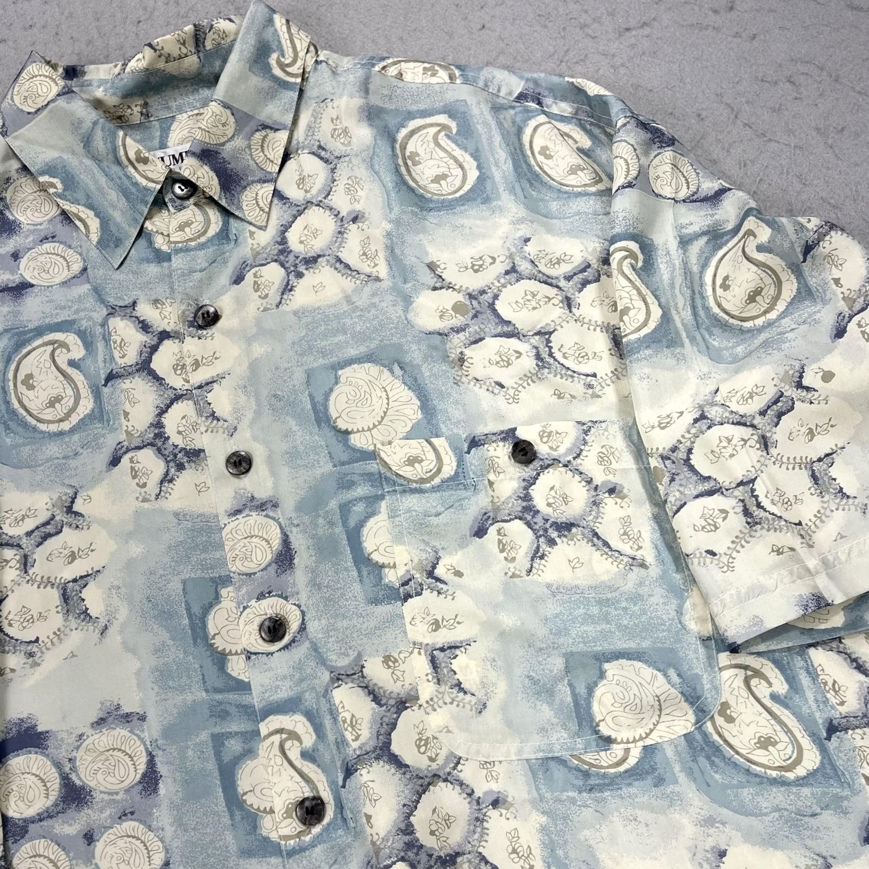 Vintage VINTAGE SUMMA Shirt Mens Large Blue Paisley Silk Short Sleeve Button Summer Camp Size US L / EU 52-54 / 3 - 4 Thumbnail