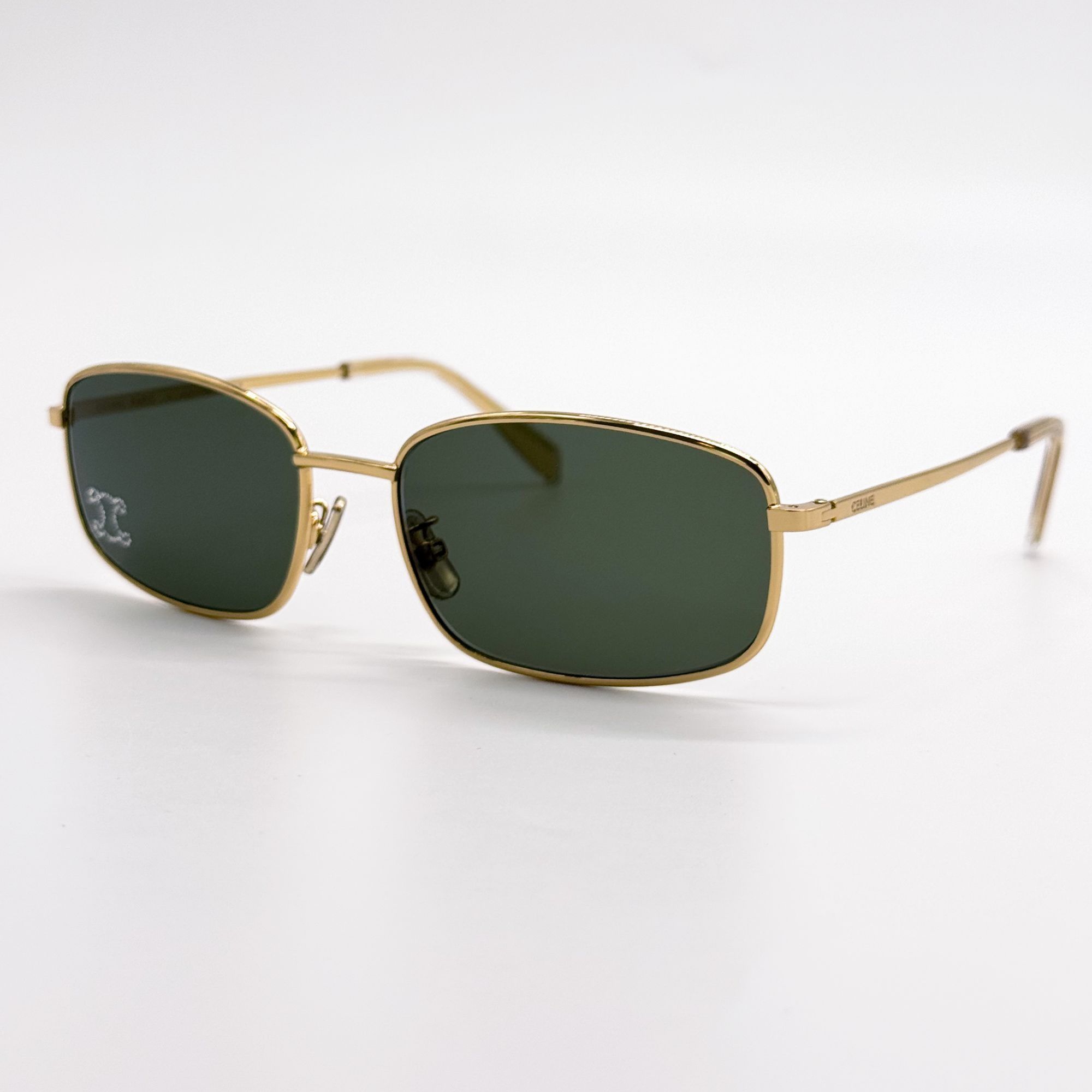 NEW CL40285U 30N CELINE SUNGLASSES SQUARE GOLD GREEN EYEWEAR