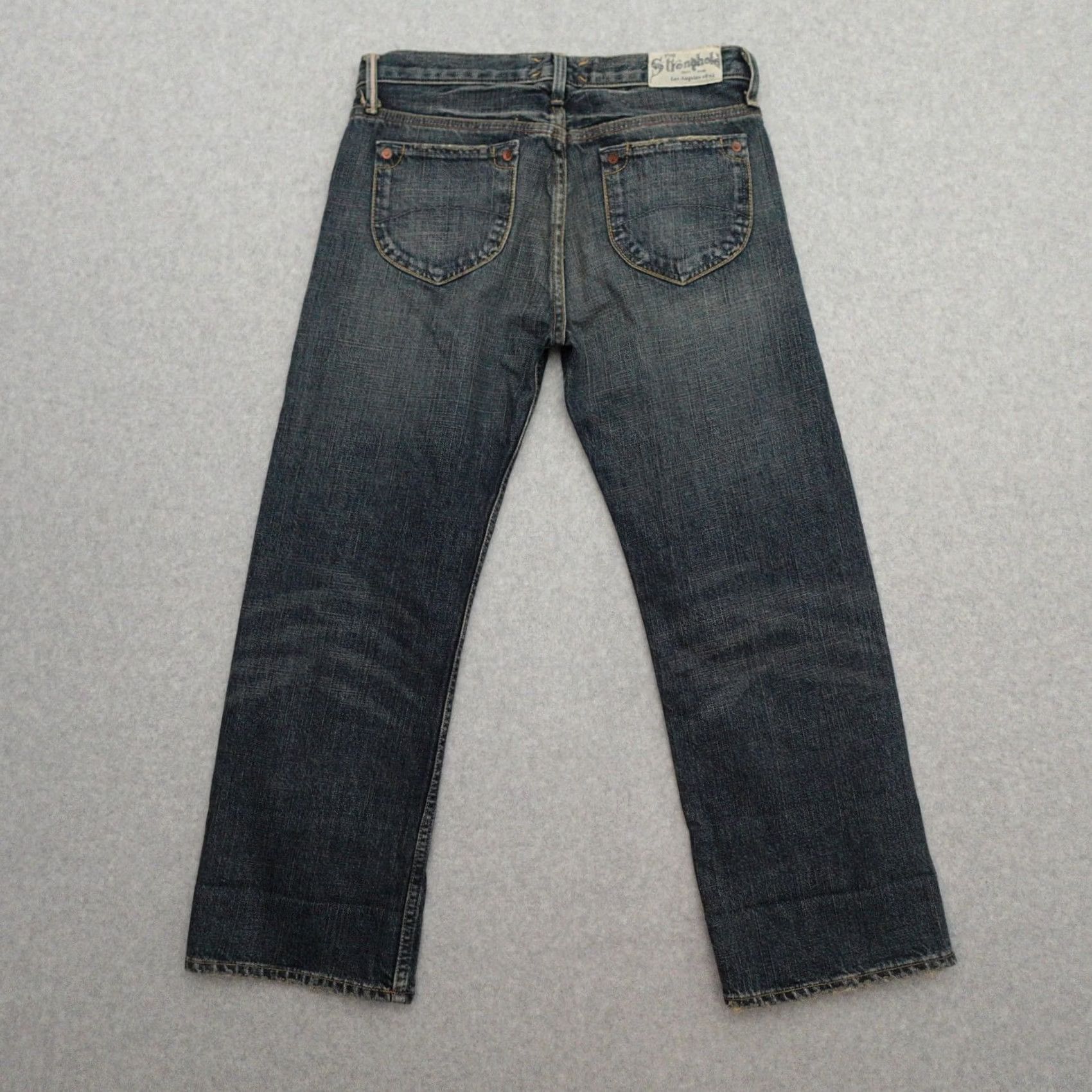 Vintage Stronghold Jeans Womens 25x25 Denim Button Fly Selvage Made In USA Blue 25x25 USA Selvage Jeans Womens size 25x25 Distressed? Size 42" / US 20 - 2 Thumbnail