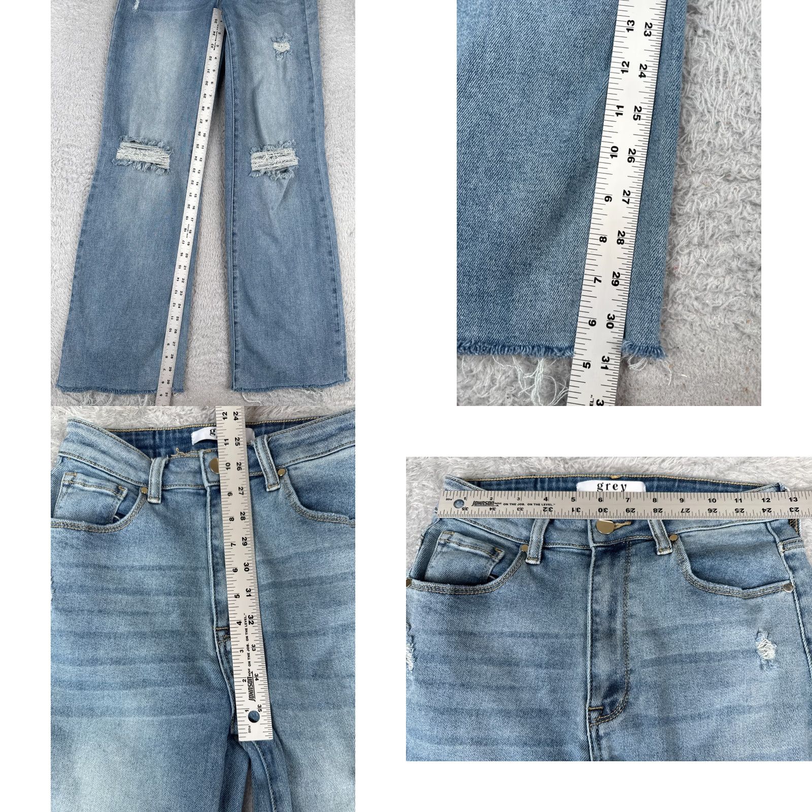 Vintage Grey Bandit Jeans Juniors 5 Blue Denim Flared Distressed Cotton Blend 26x31 Jeans Women 27 in Inseam 31 in Medium Wash Denim? Size 27" / US 4 / IT 40 - 8 Thumbnail