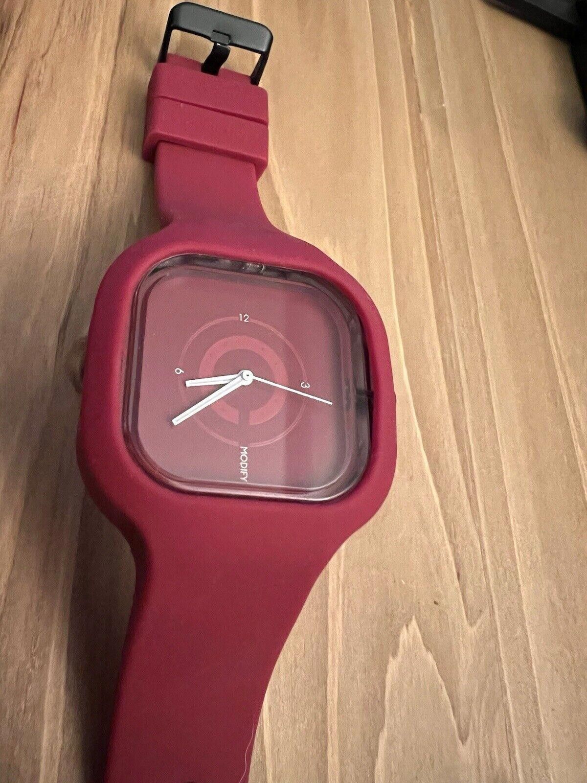 Designer Modify Maroon Watch Silicone Band, New Battery Size ONE SIZE - 1 Thumbnail