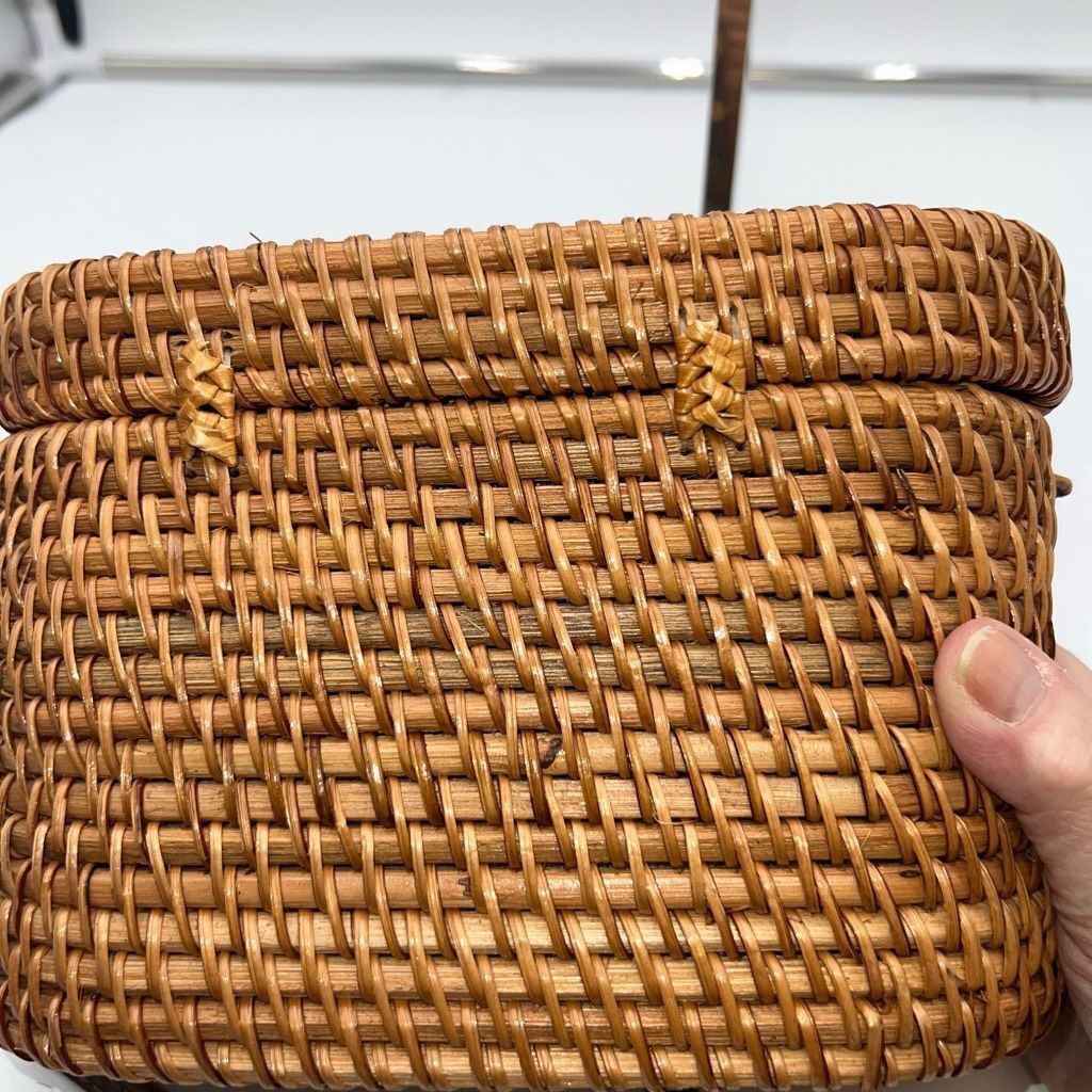 Vintage Vintage Handmade Wicker Basket and Leather Crossbody Bag Size ONE SIZE - 9 Thumbnail