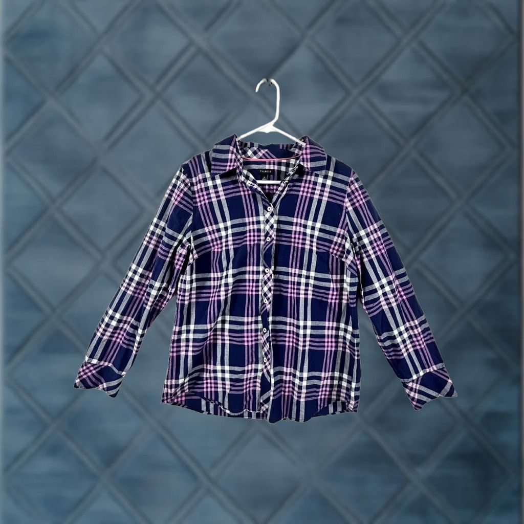 Talbots Talbots Plaid Purple Collared Button-Up Shirt Women's M Casual Long Sleeve 100% Cotton Button-Front Vintage: No Size M / US 6-8 / IT 42-44 - 1 Thumbnail