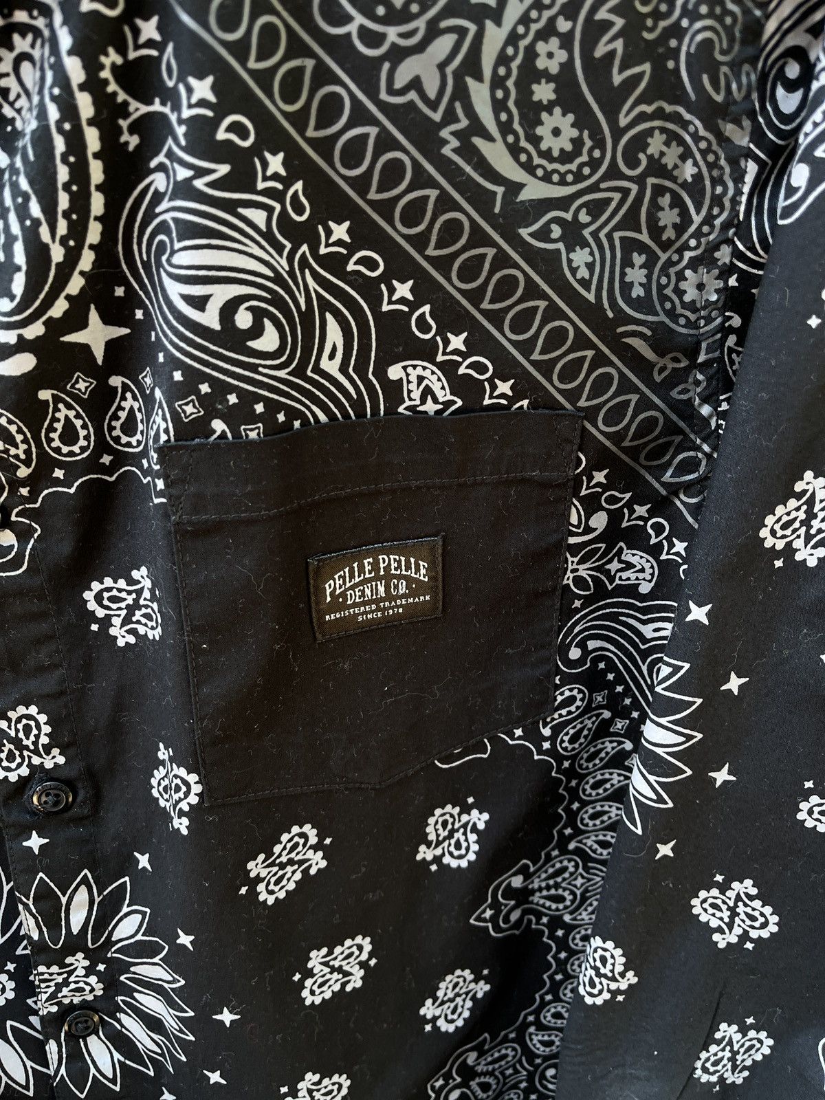 Pelle Pelle Deadstock Vintage 90s Pelle Pelle Denim Button Paisley Size US M / EU 48-50 / 2 - 3 Thumbnail